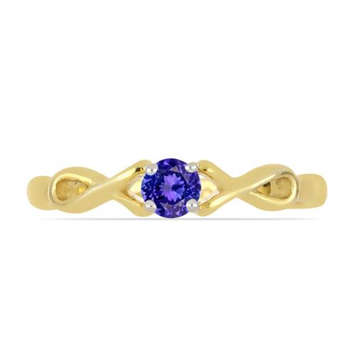 BUY 14K GOLD NATURAL TANZANITE GEMSTONE SINGLE STONE RING